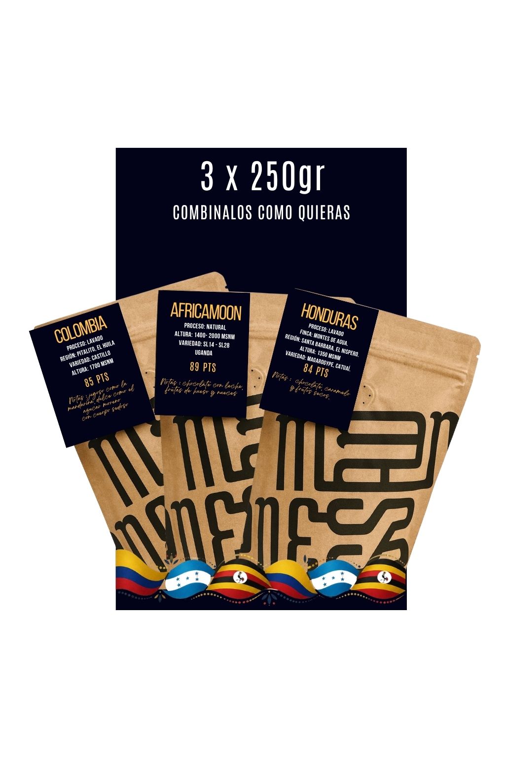 TRIPLE ORIGINS PACK ( 3 X 250GR) - ver descripción