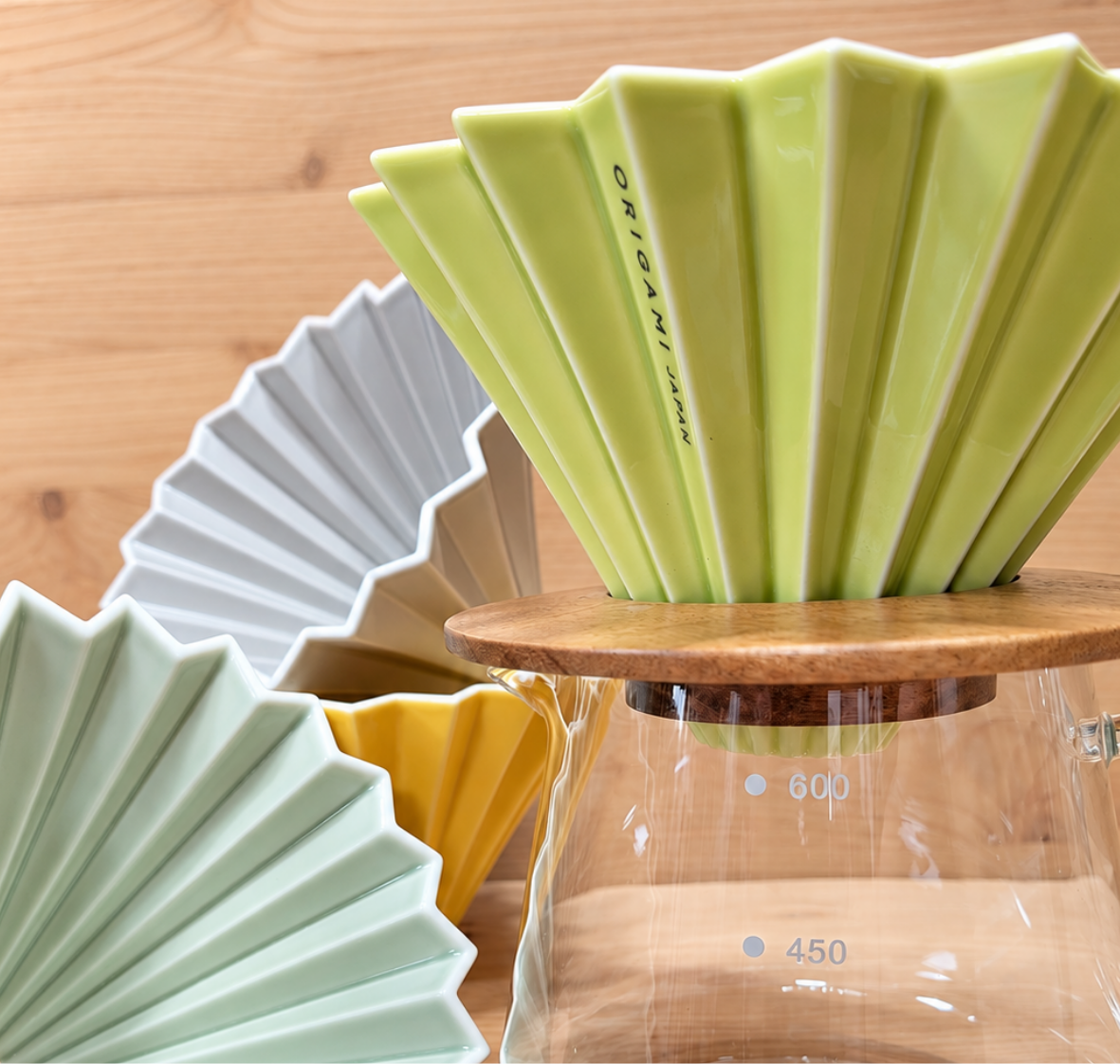 Origami cerámica M + Origami dripper madera