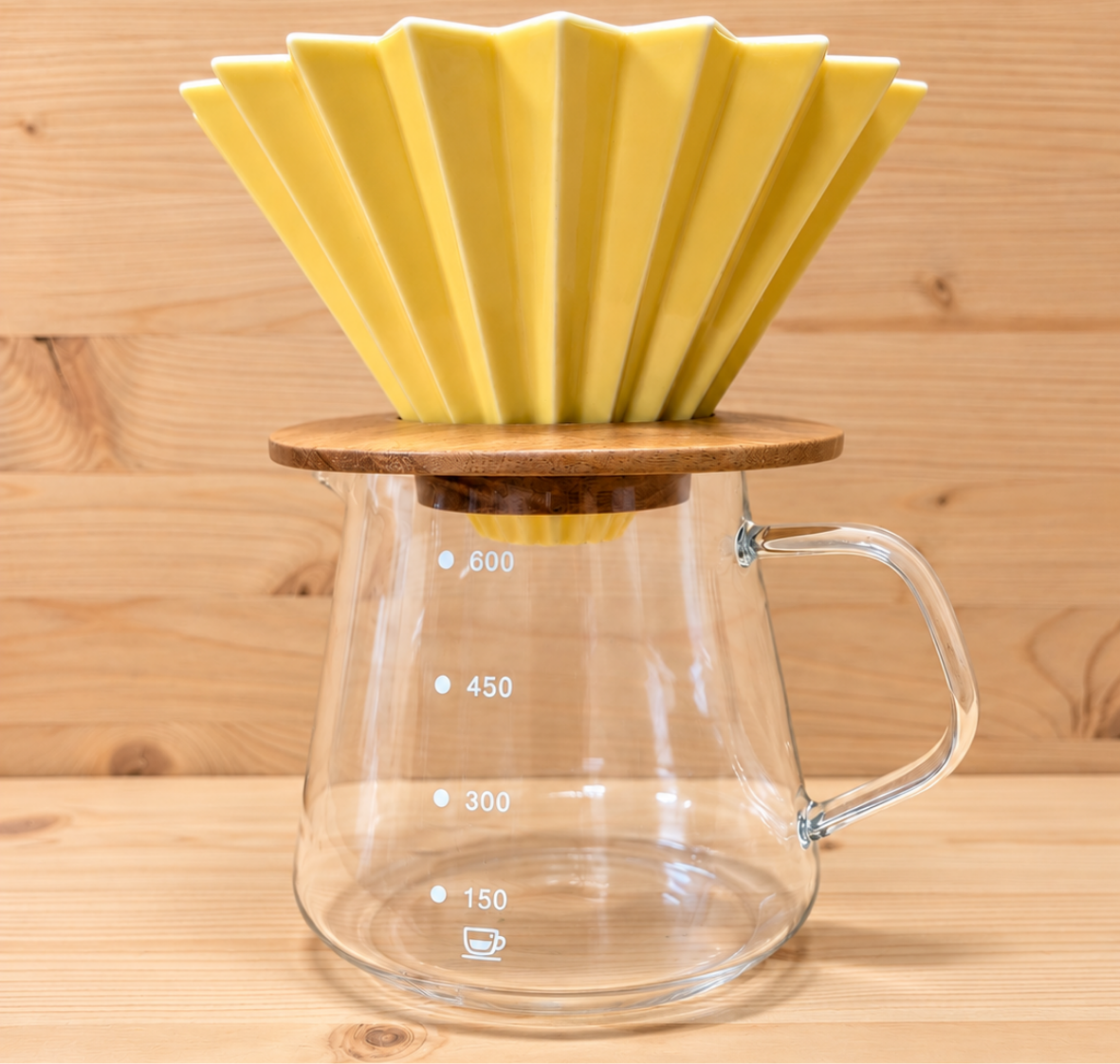 Origami cerámica M + Origami dripper madera