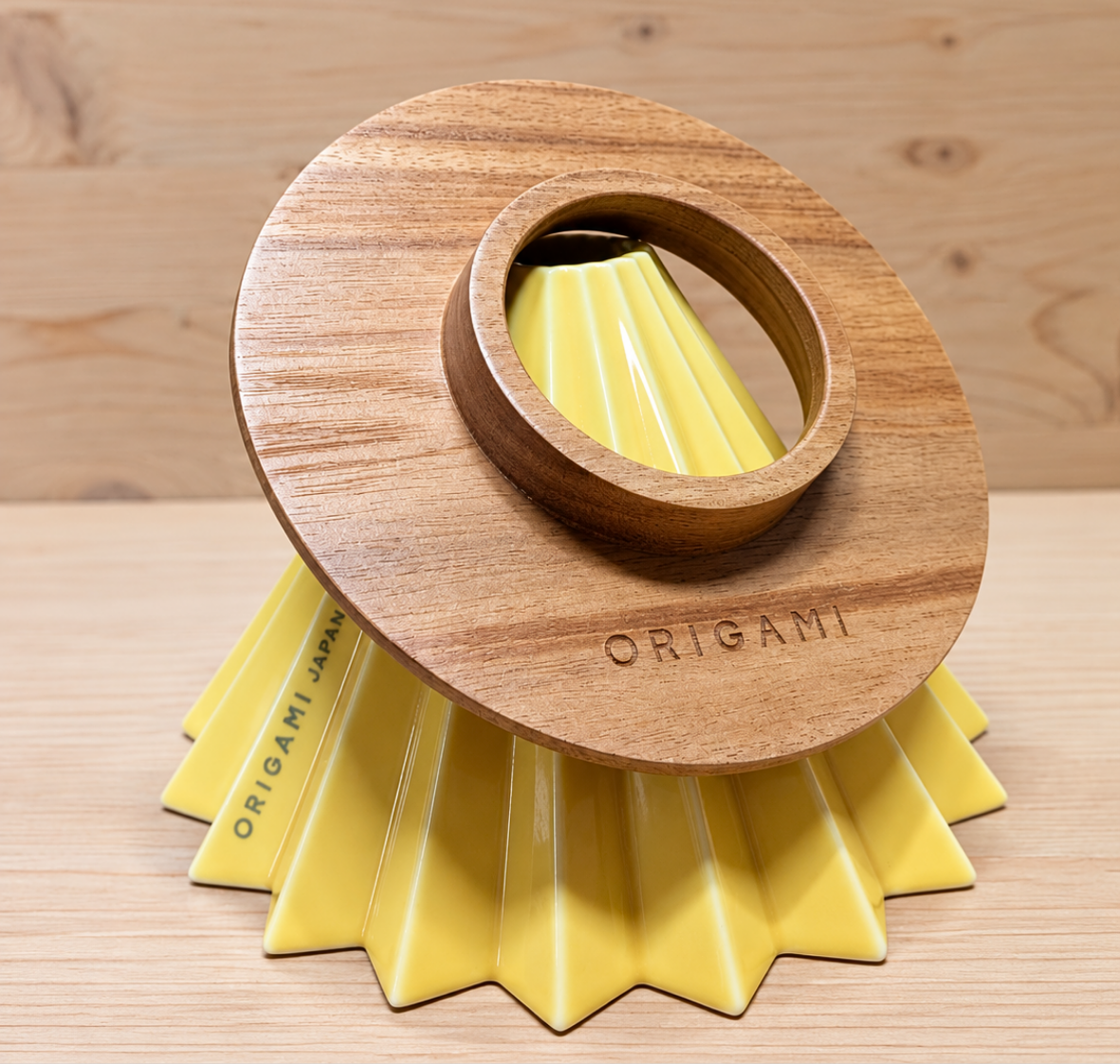Origami cerámica M + Origami dripper madera