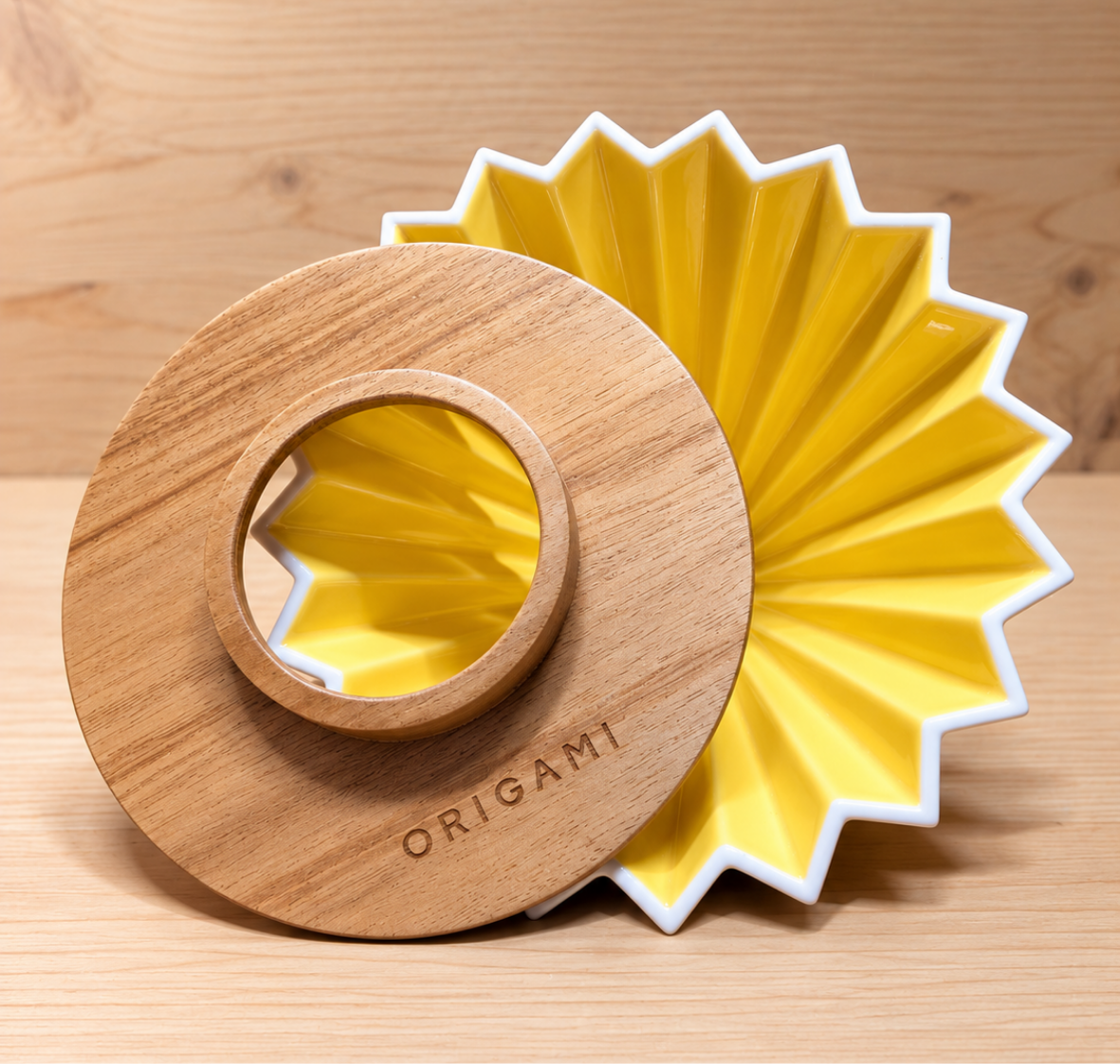Origami cerámica M + Origami dripper madera
